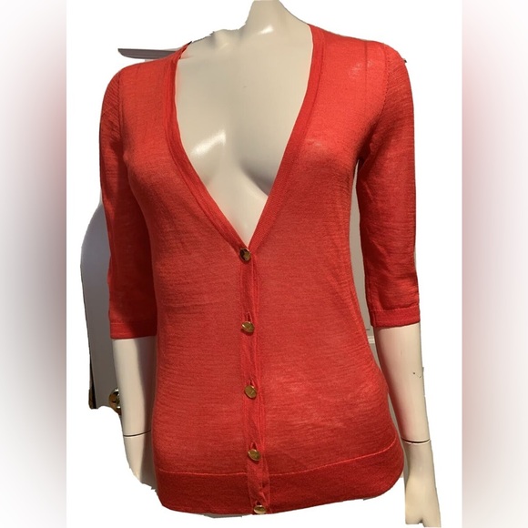 Cynthia Rowley Sweaters - CYNTHIA by Cynthia Rowley Women’s Red-Orange Half-Sleeve Cardigan Size Small
